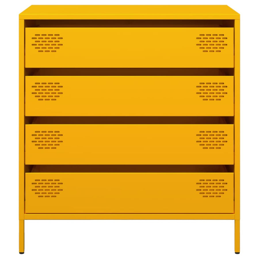 Dressoir 68x39x73,5 cm koudgewalst staal mosterdgeel