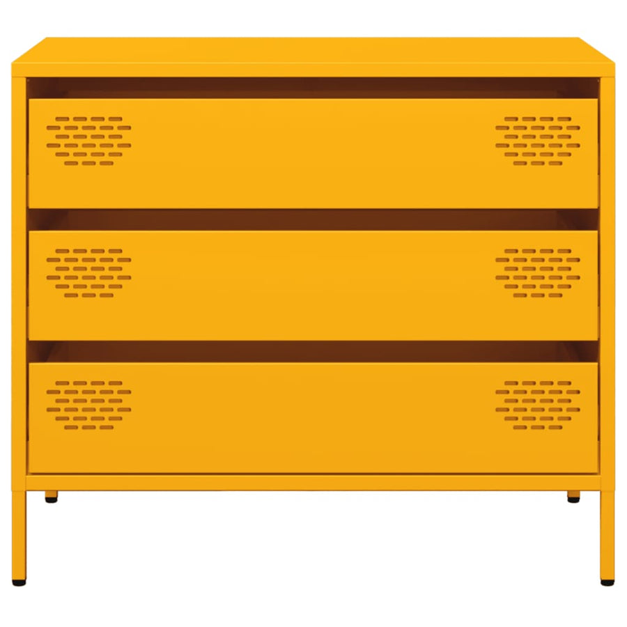 Dressoir 68x39x58,5 cm koudgewalst staal mosterdgeel