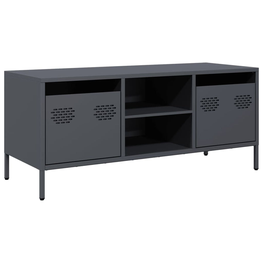 Tv-meubel 101,5x39x43,5 cm koudgewalst staal antracietkleurig