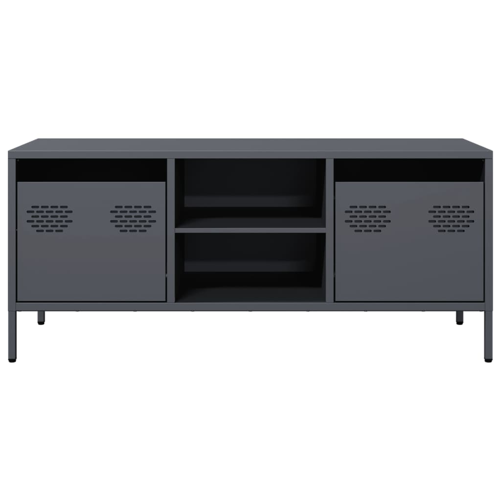Tv-meubel 101,5x39x43,5 cm koudgewalst staal antracietkleurig