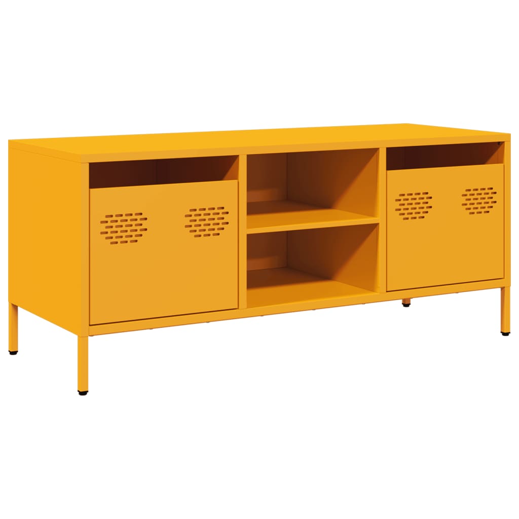 Tv-meubel 101,5x39x43,5 cm koudgewalst staal mosterdgeel