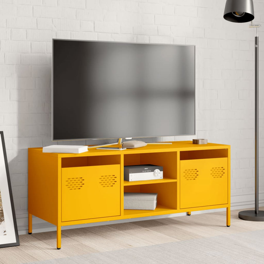 Tv-meubel 101,5x39x43,5 cm koudgewalst staal mosterdgeel