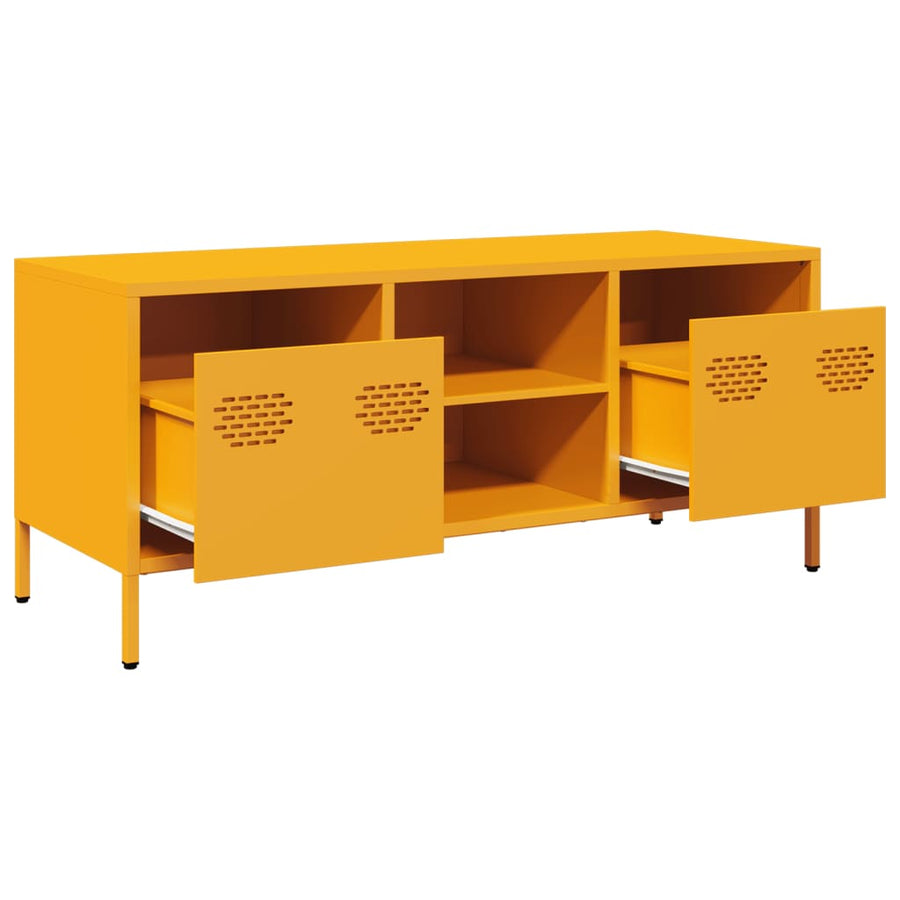Tv-meubel 101,5x39x43,5 cm koudgewalst staal mosterdgeel
