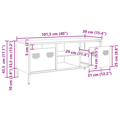 Tv-meubel 101,5x39x43,5 cm koudgewalst staal olijfgroen