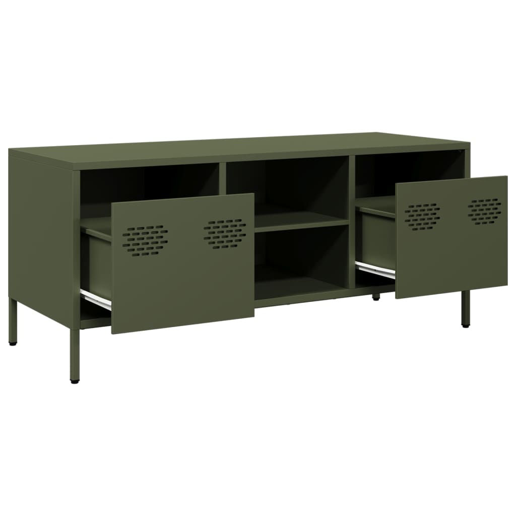 Tv-meubel 101,5x39x43,5 cm koudgewalst staal olijfgroen