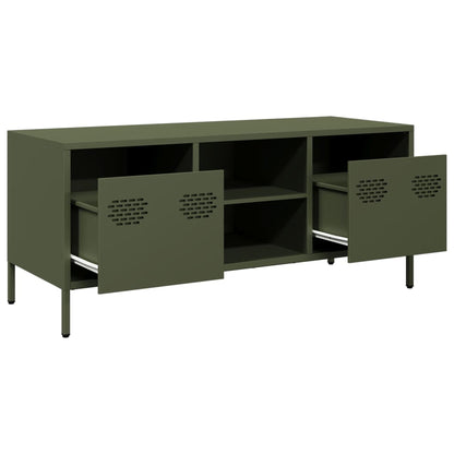 Tv-meubel 101,5x39x43,5 cm koudgewalst staal olijfgroen