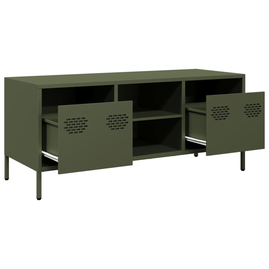 Tv-meubel 101,5x39x43,5 cm koudgewalst staal olijfgroen