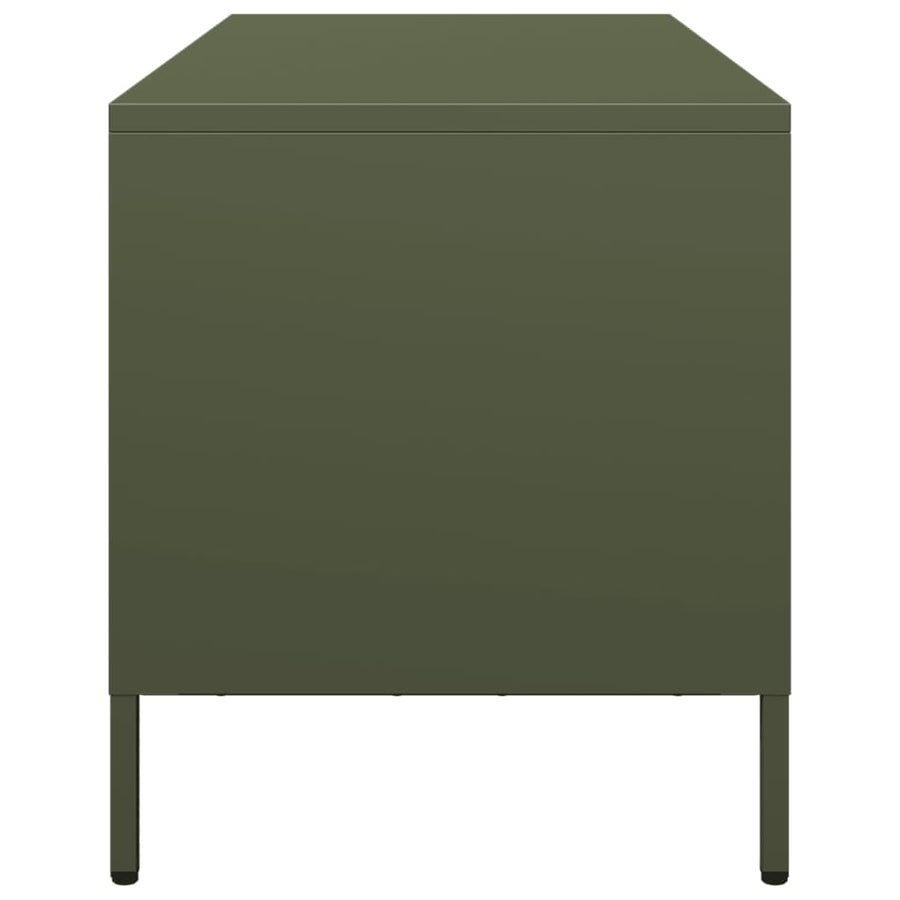 Tv-meubel 101,5x39x43,5 cm koudgewalst staal olijfgroen