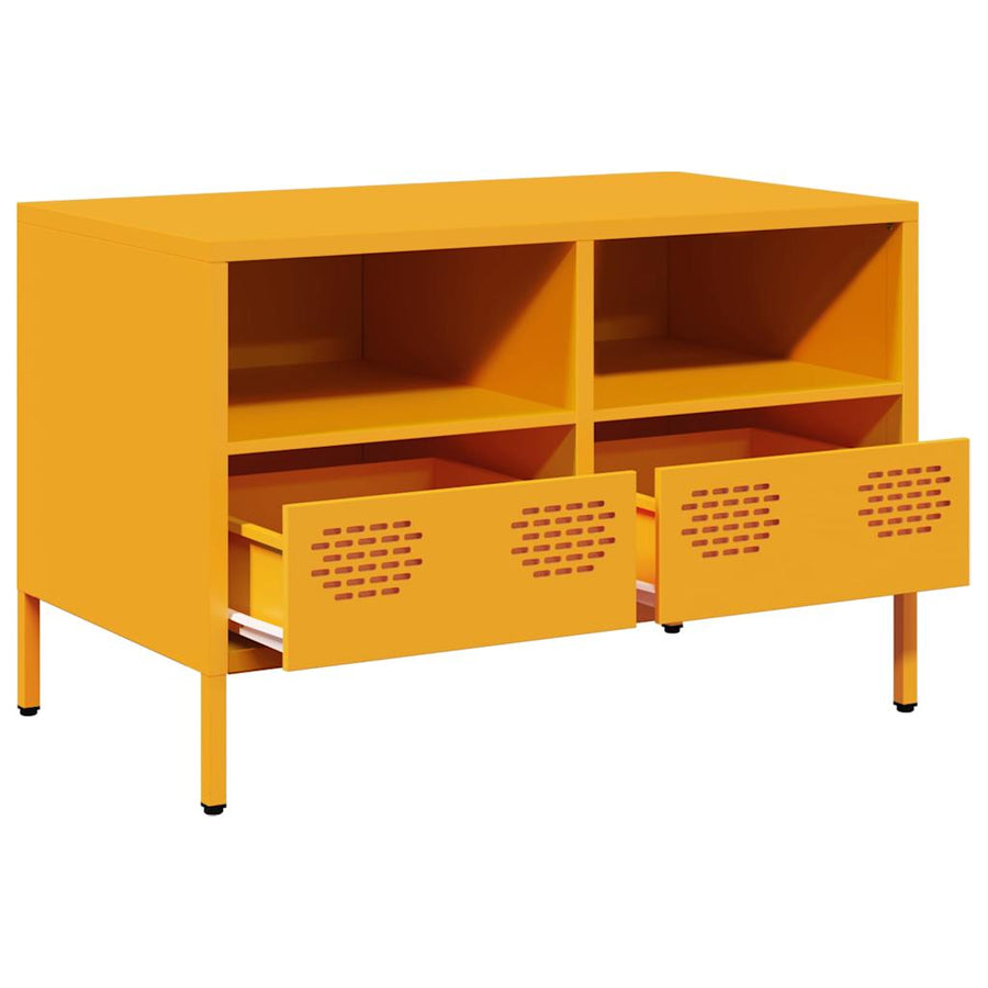 Tv-meubel 68x39x43,5 cm koudgewalst staal mosterdgeel