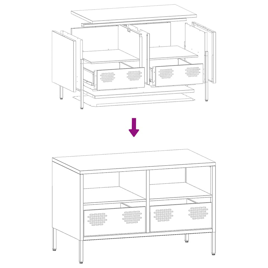 Tv-meubel 68x39x43,5 cm koudgewalst staal wit