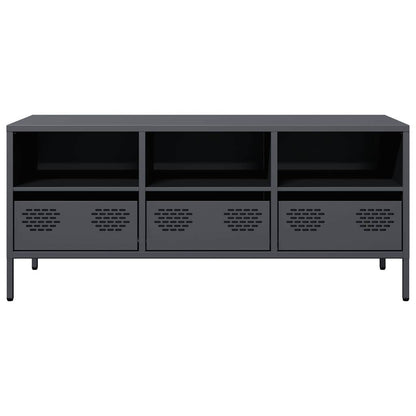 Tv-meubel 101,5x39x43,5 cm koudgewalst staal antracietkleurig