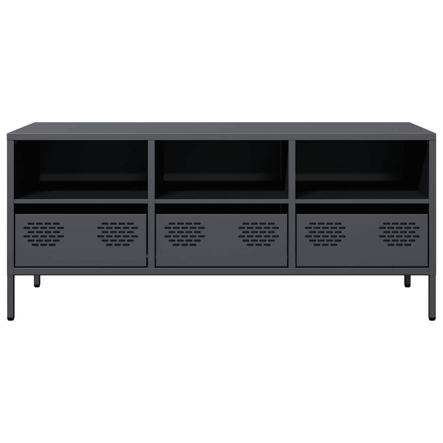 Tv-meubel 101,5x39x43,5 cm koudgewalst staal antracietkleurig