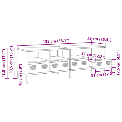 Tv-meubel 135x39x43,5 cm koudgewalst staal zwart