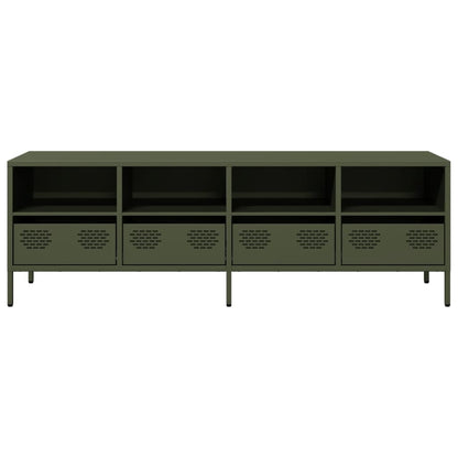Tv-meubel 135x39x43,5 cm koudgewalst staal olijfgroen