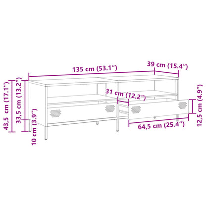 Tv-meubel 135x39x43,5 cm koudgewalst staal zwart