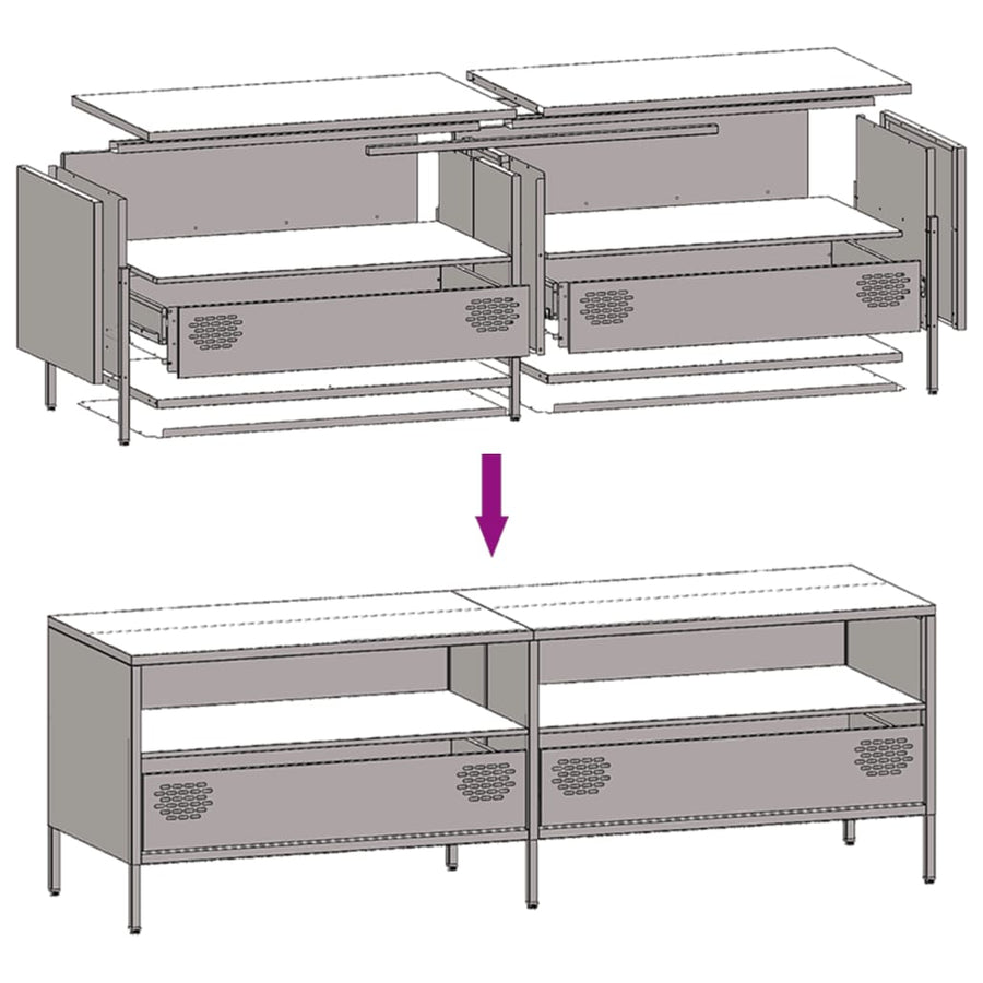 Tv-meubel 135x39x43,5 cm koudgewalst staal zwart
