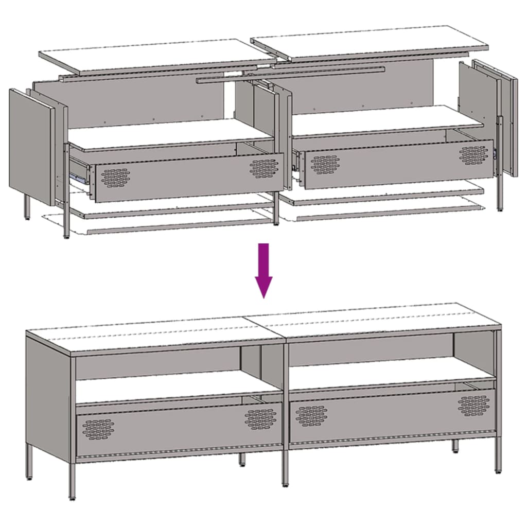 Tv-meubel 135x39x43,5 cm koudgewalst staal antracietkleurig