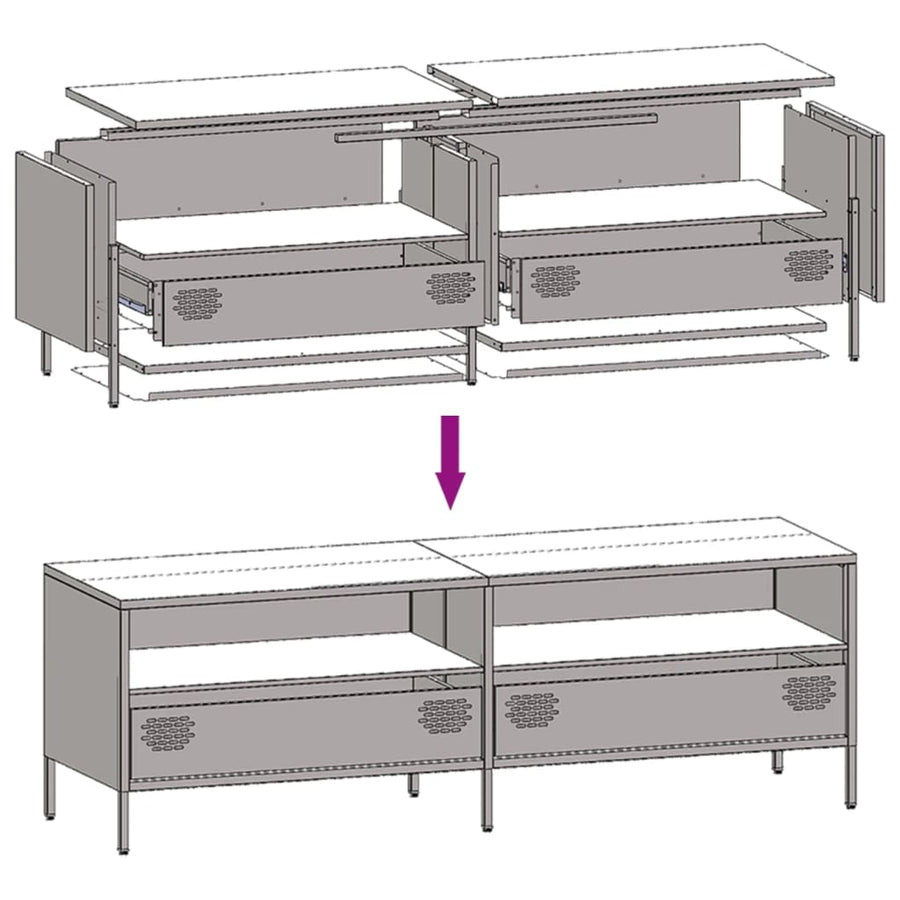 Tv-meubel 135x39x43,5 cm koudgewalst staal antracietkleurig