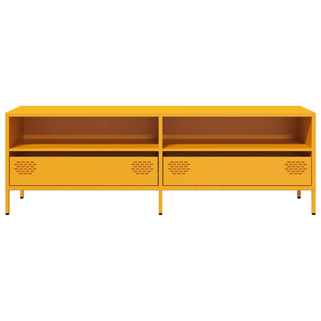 Tv-meubel 135x39x43,5 cm koudgewalst staal mosterdgeel