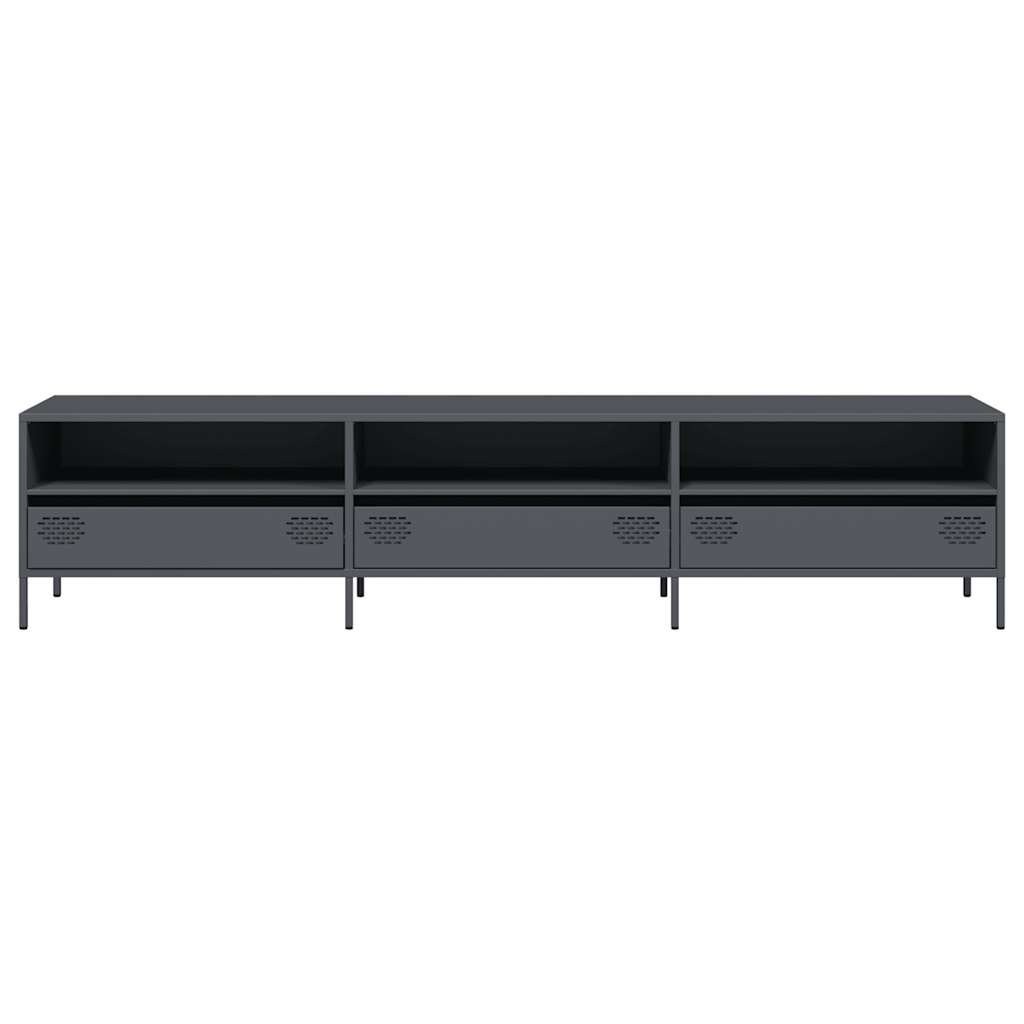 Tv-meubel 202x39x43,5 cm koudgewalst staal antracietkleurig