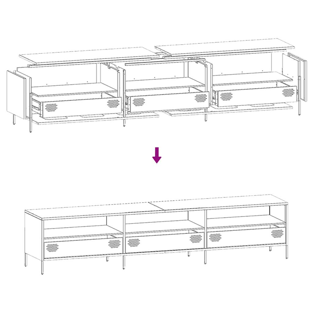 Tv-Meubel 202X39X43,5 Cm Koudgewalst Staal 202 cm