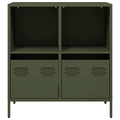 Dressoir 68x39x73,5 cm koudgewalst staal olijfgroen