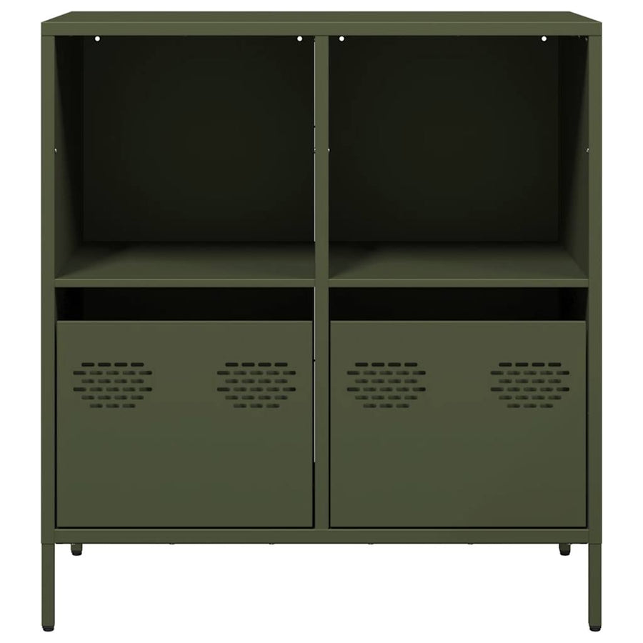 Dressoir 68x39x73,5 cm koudgewalst staal olijfgroen