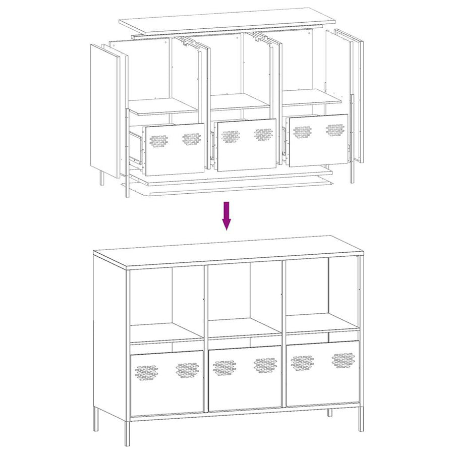 Dressoir 101,5x39x73,5 cm koudgewalst staal zwart
