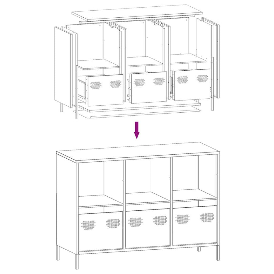 Dressoir 101,5x39x73,5 cm koudgewalst staal antracietkleurig