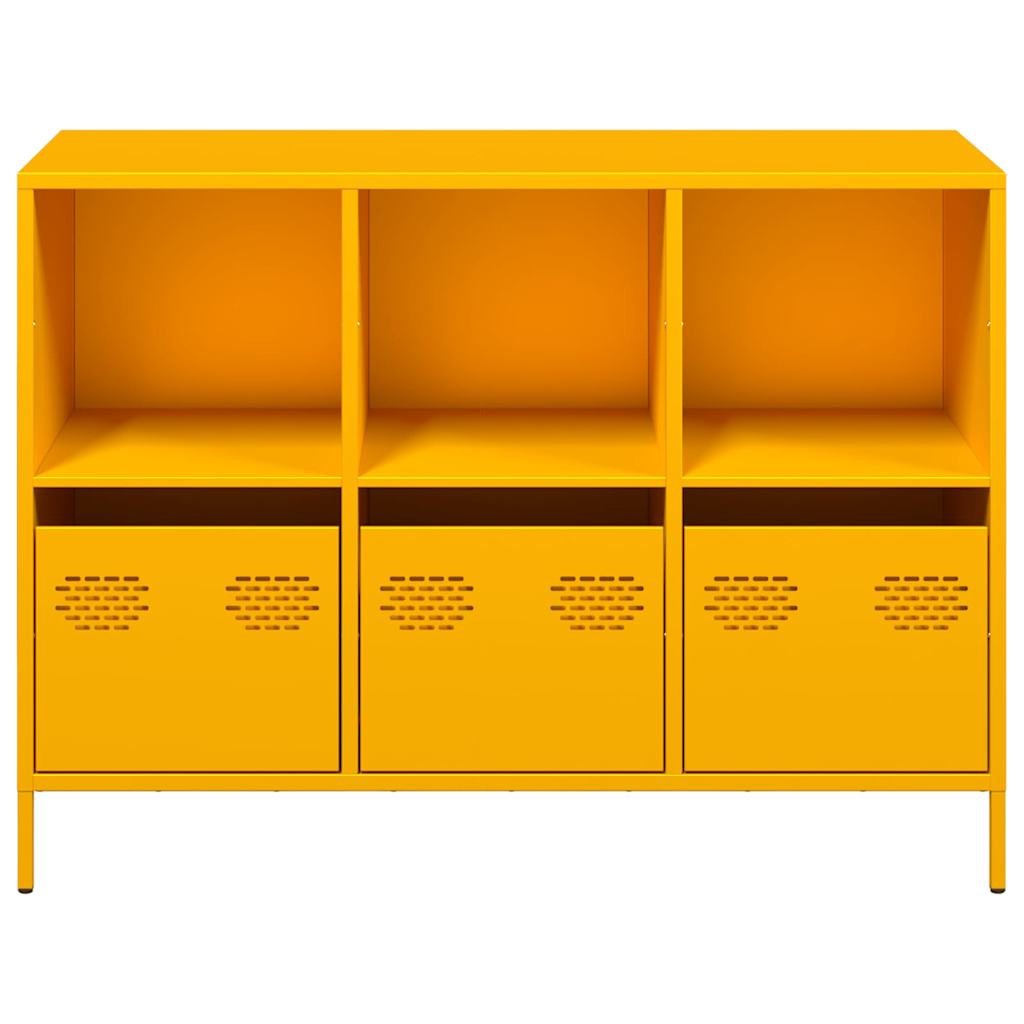 Dressoir 101,5x39x73,5 cm koudgewalst staal mosterdgeel