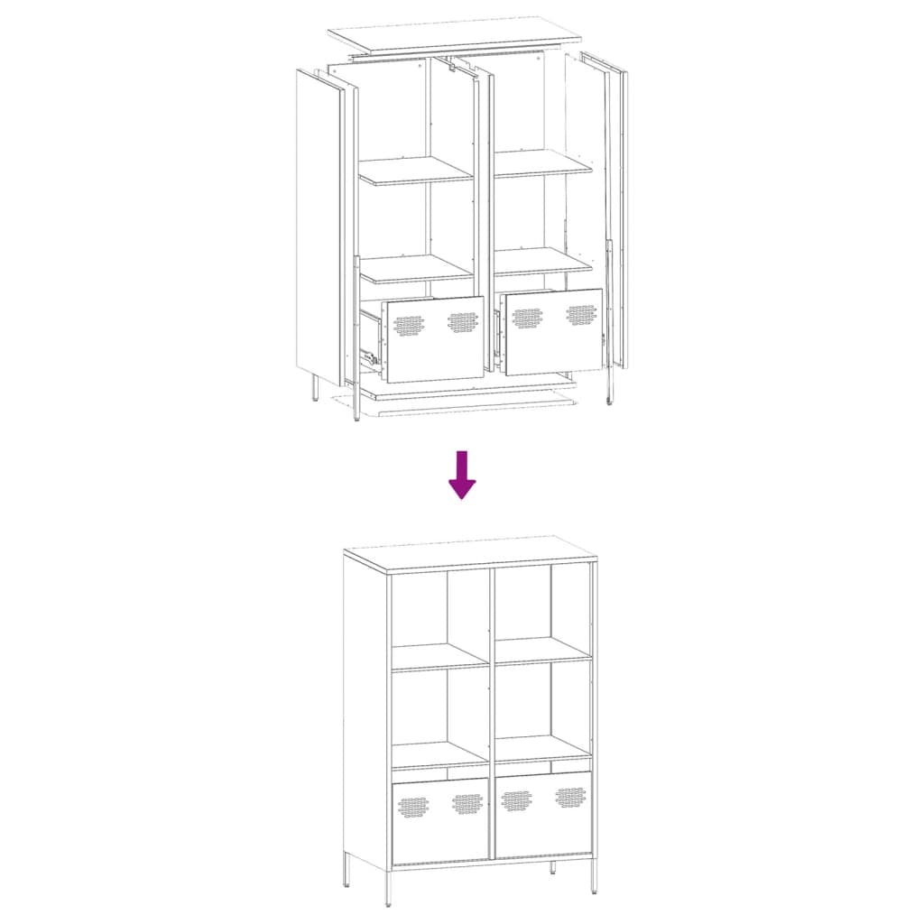 Hoge kast 68x39x103,5 cm staal antracietkleurig