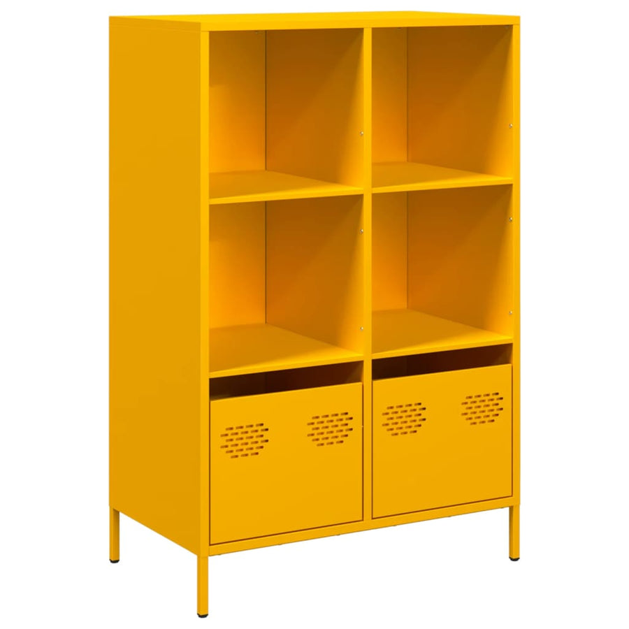 Hoge kast 68x39x103,5 cm staal mosterdgeel