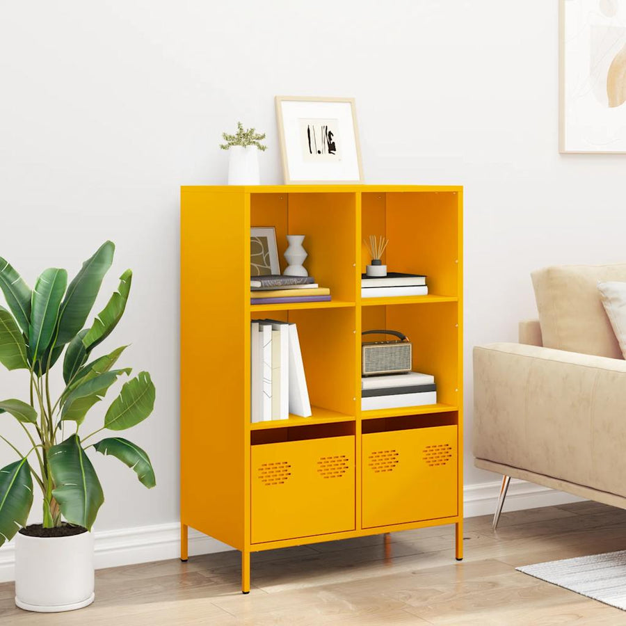 Hoge kast 68x39x103,5 cm staal mosterdgeel