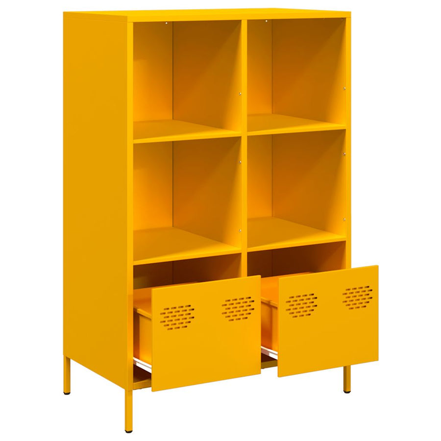 Hoge kast 68x39x103,5 cm staal mosterdgeel