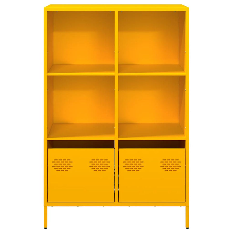Hoge kast 68x39x103,5 cm staal mosterdgeel