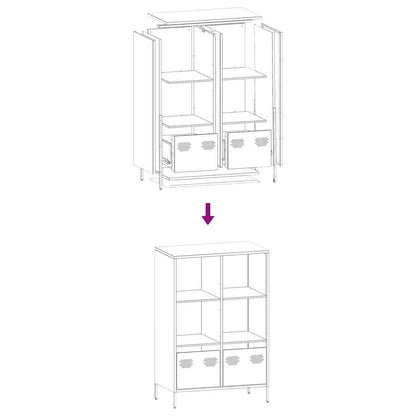 Hoge kast 68x39x103,5 cm staal mosterdgeel