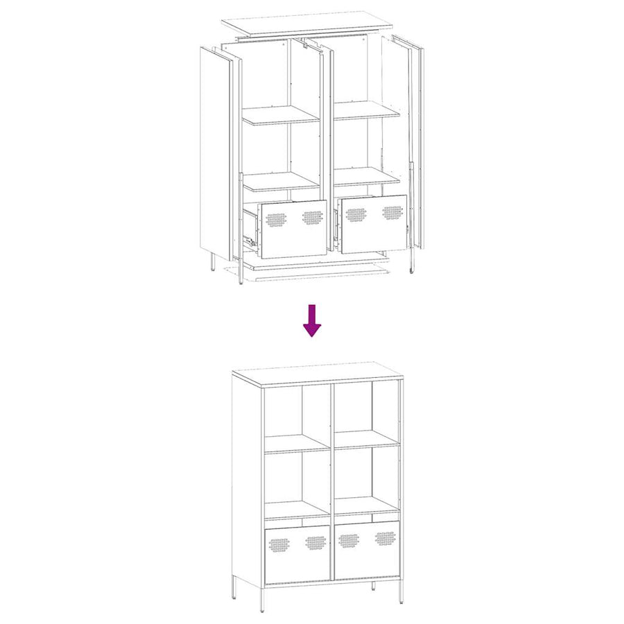 Hoge kast 68x39x103,5 cm staal mosterdgeel