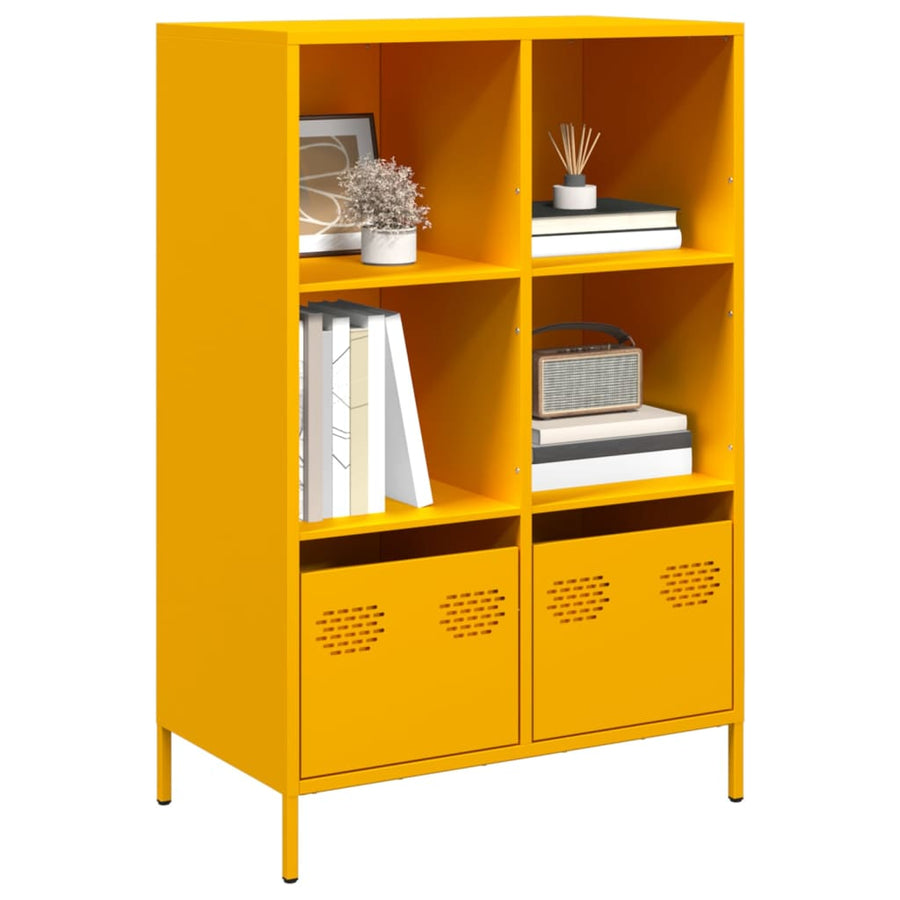Hoge kast 68x39x103,5 cm staal mosterdgeel