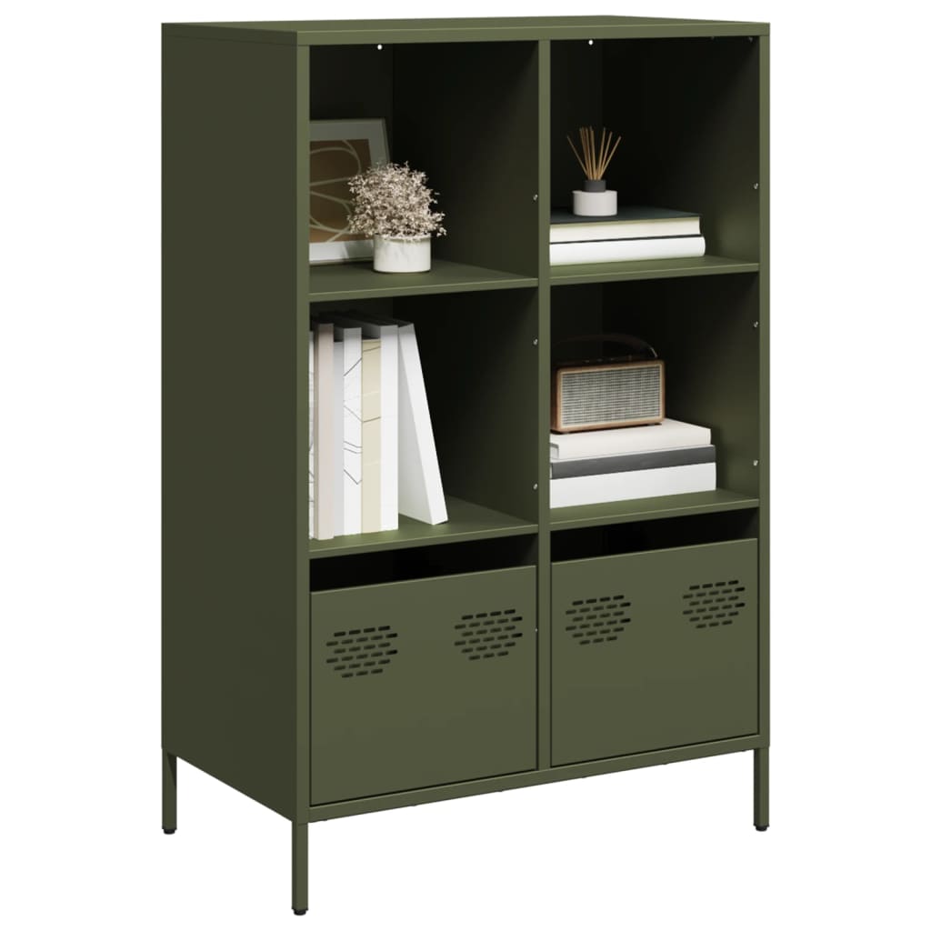Hoge kast 68x39x103,5 cm staal olijfgroen