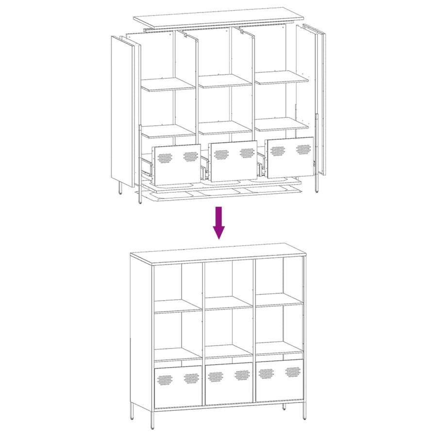 Hoge kast 101,5x39x103,5 cm staal zwart