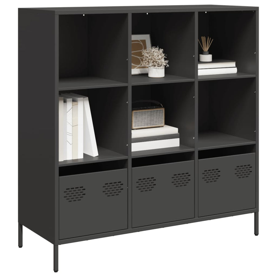 Hoge kast 101,5x39x103,5 cm staal zwart