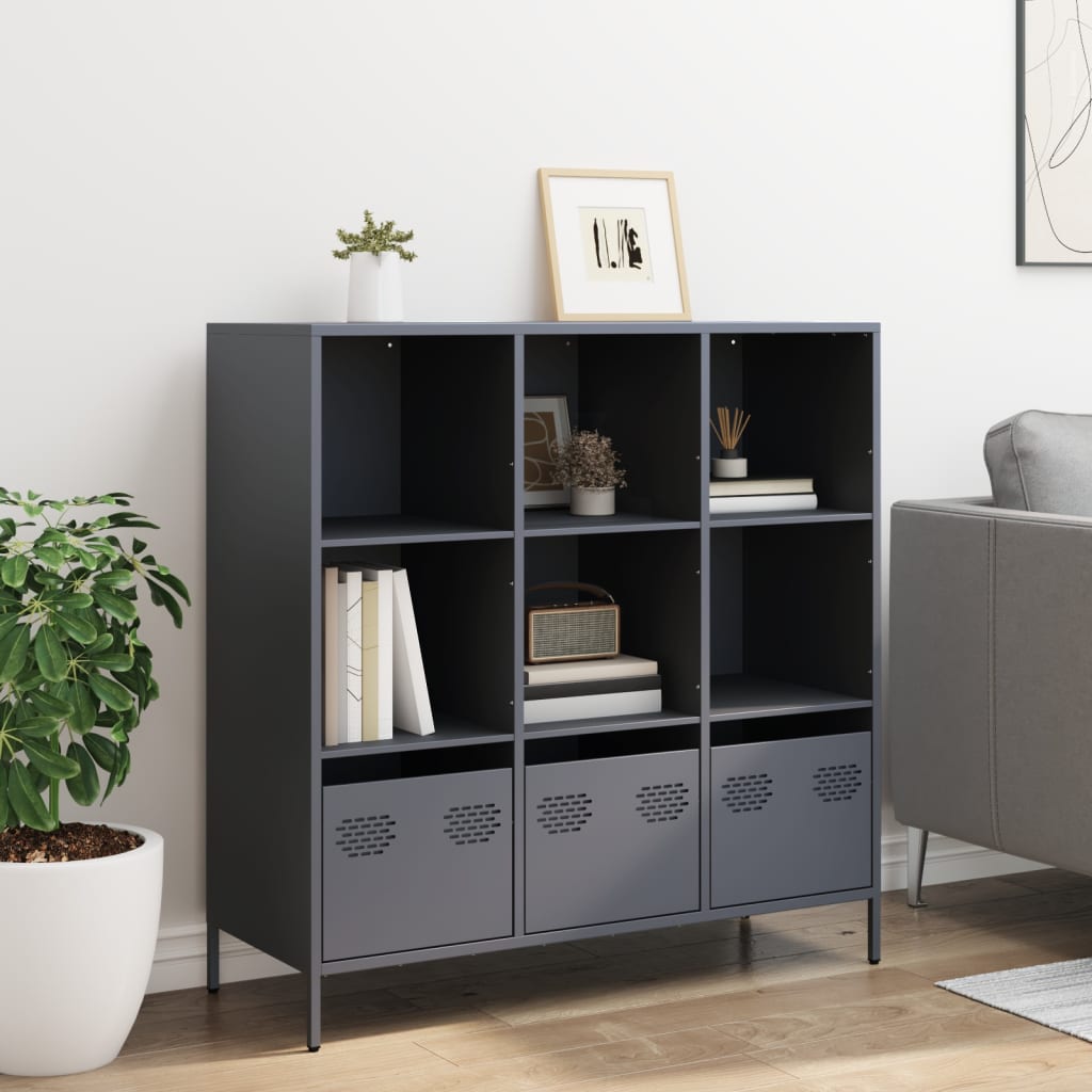 Hoge kast 101,5x39x103,5 cm staal antracietkleurig