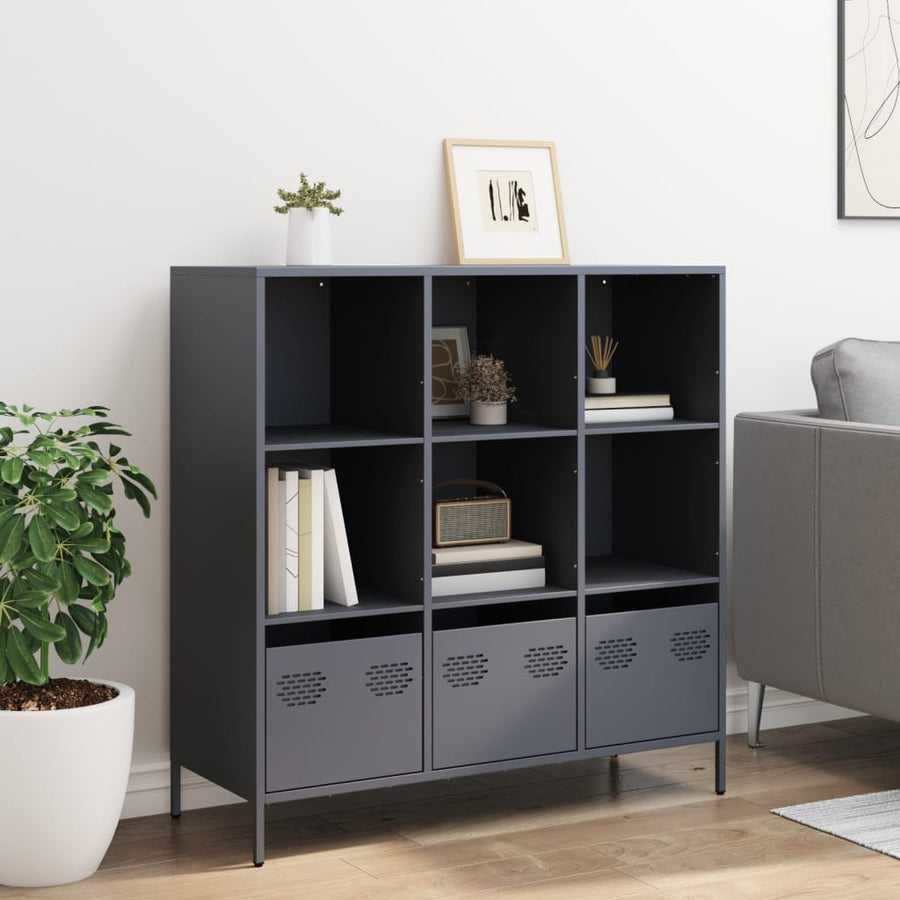 Hoge kast 101,5x39x103,5 cm staal antracietkleurig
