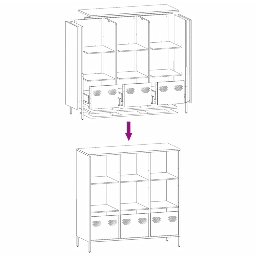 Hoge kast 101,5x39x103,5 cm staal antracietkleurig