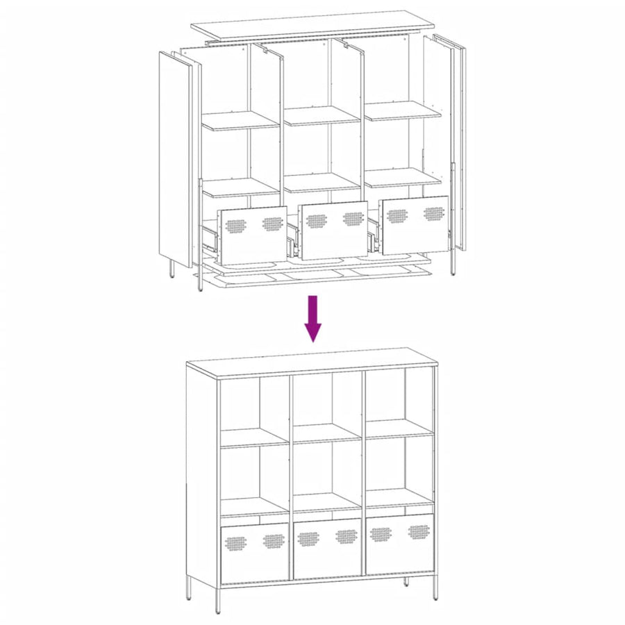 Hoge kast 101,5x39x103,5 cm staal antracietkleurig