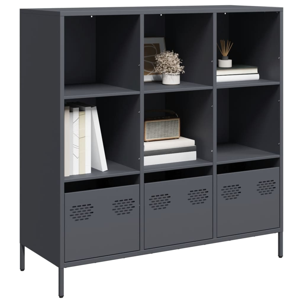 Hoge kast 101,5x39x103,5 cm staal antracietkleurig