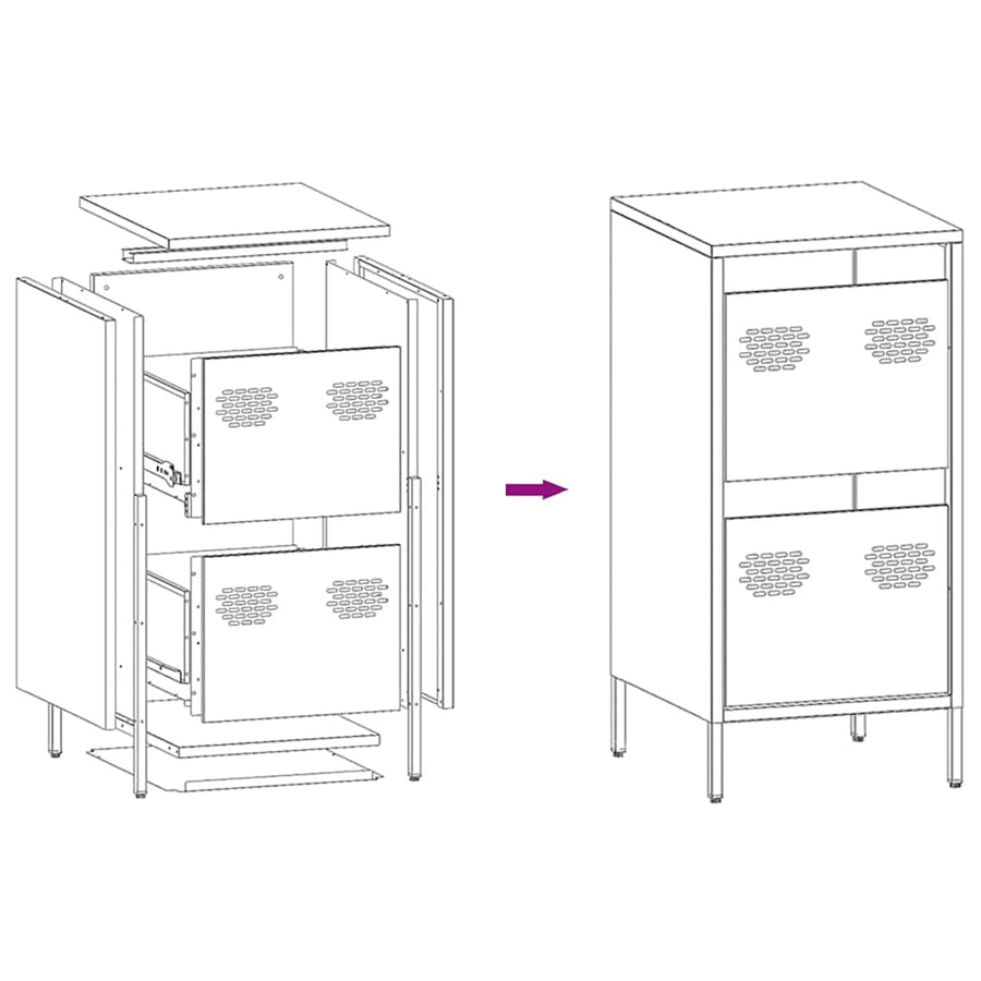 Dressoir 35x39x73,5 cm koudgewalst staal mosterdgeel