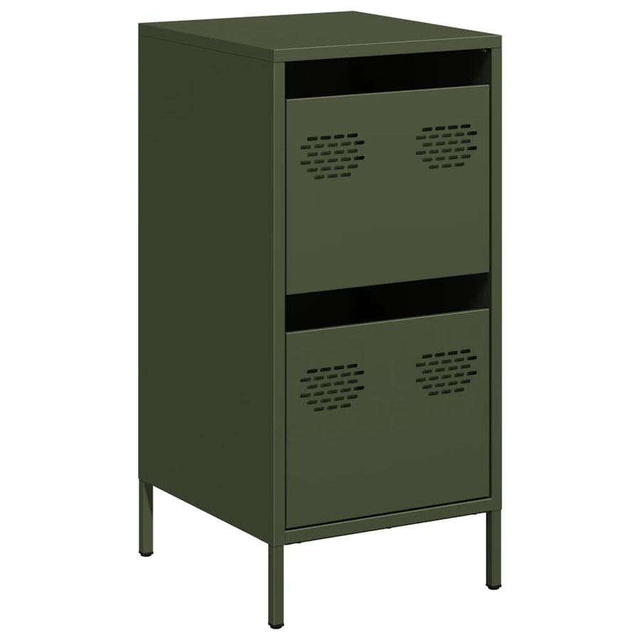 Dressoir 35x39x73,5 cm koudgewalst staal olijfgroen