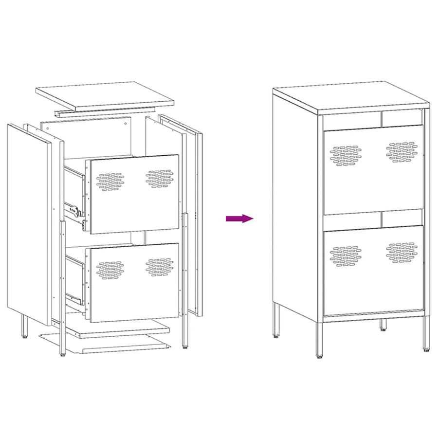 Dressoir 35x39x73,5 cm koudgewalst staal olijfgroen