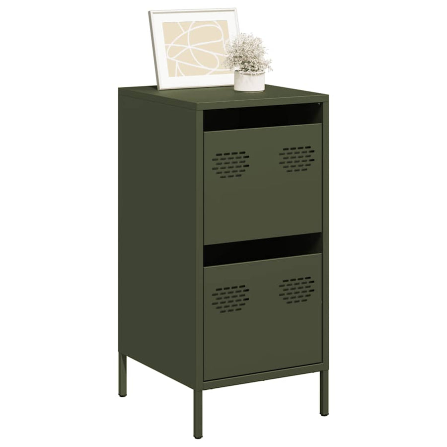 Dressoir 35x39x73,5 cm koudgewalst staal olijfgroen